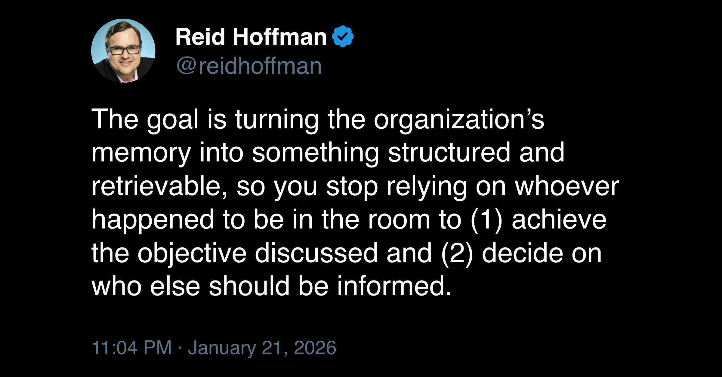 Reid Hoffman tweet about context graphs